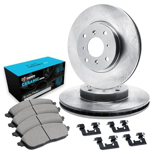 R1 Concepts Front Brake Kit Fits 20142015 Mitsubishi Mirage Ceramic Pads Blank Rotors Hardware 90 Front
