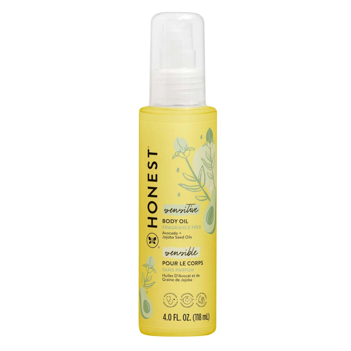 The Honest Company Fragrance Free Moisturizing Body Oil | Nourish + Soothe Baby's Skin | Plant-Based, Hypoallergenic, Vegan | 4.0 fl oz