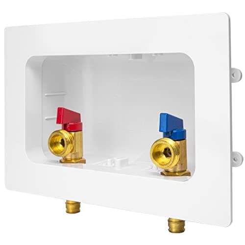 EFIELD Premium Washing Machine Outlet Box, 1/2" Pex-A F1960 Expansion Fittings x 3/4" MHT Connection, Center Drain With1/4 Turn Brass Valves Installed,(WM023)