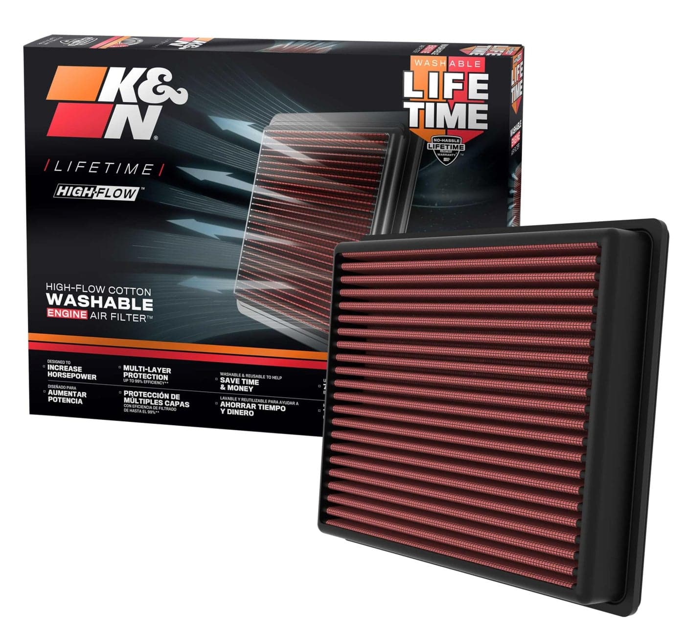 KN HighFlow Original Lifetime Engine Air Filter Increase Power Premium Washable Compatible with 20222025 TOYOTA Sequoia Tundra 335129