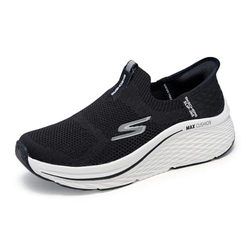 Skechers Women's Max Cushioning Elite 2.0 Eternal Hands Free Slip-ins Sneaker, Black/White, 7.5