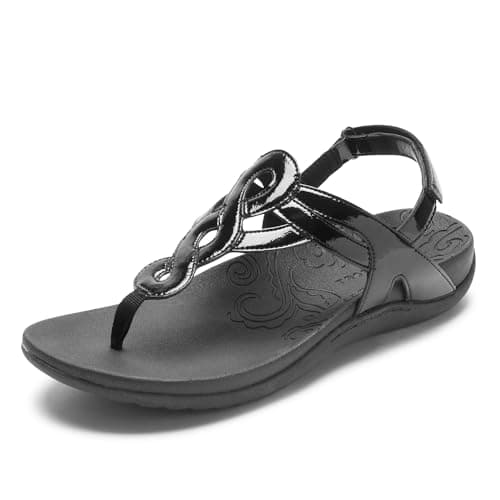 Cobb Hill Women's Ramona-CH Flat Sandal, Black Patent, 8 M US