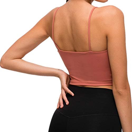 Lemedy Women Padded Sports Bra Fitness Workout Running Shirts Yoga Tank Top (XL, Smoky Red)