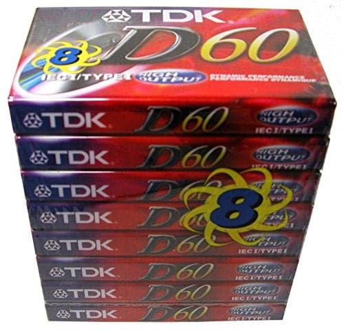 TDK Audio Cassette Tape - 60 Minute (8 Pack, Red)