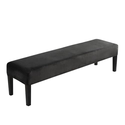 HOKIPO Velvet Stretchable Dining Bench Slipcover,Dark Grey(Ar-4800-Dgry)