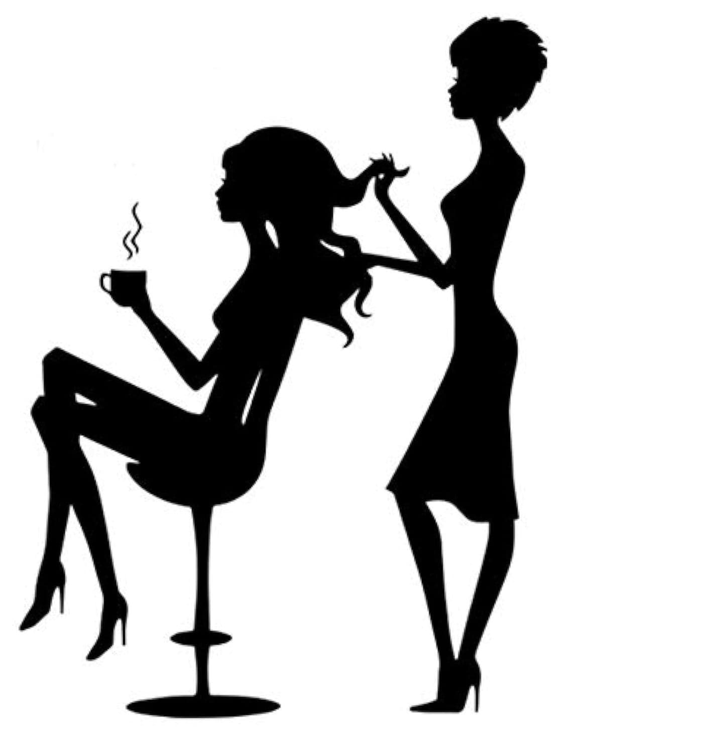 BooDecal Beauty Hair Salon Studio Wall Decals Makeup Artist Stylist Silhouette Vinyl Wall Stickers Interior Decorations Stickers Hairdresser Hairstyle Girl Hairdressers 17 x 22 Inches