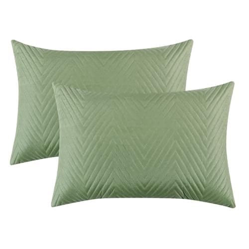 RD TREND® Cotton Quilted Pillow Cover Set of 2 |Ultra-Soft, Cooling & Breathable | Skin & Hair Friendly | Hidden Zipper Pillowcases for Bedroom |Standard Size 18x28 Inches, Pine Green