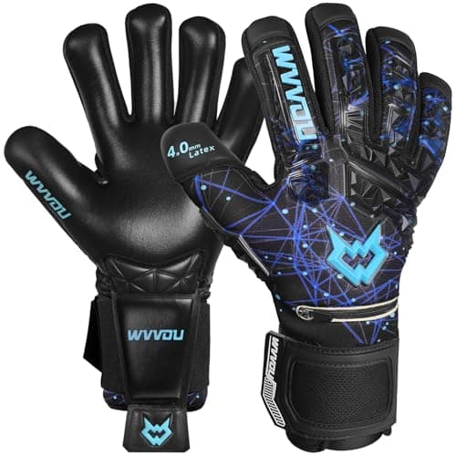 WVVOU Soccer Goalie Gloves for Adults and Youth High Performance Goalkeeper Gloves with 5 Detachable Finger Saves Soccer Gloves with 4mm Sticky Latex Palm