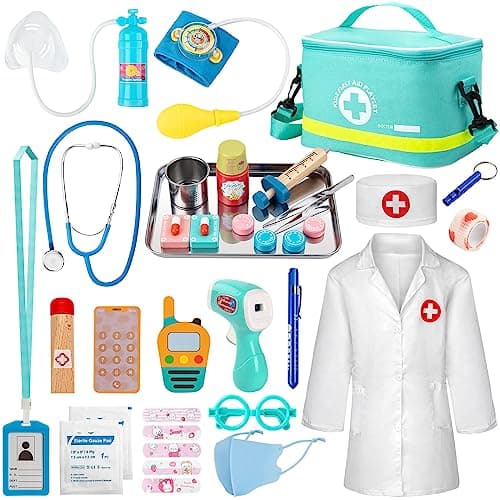 Sundaymot Doctor Kit for Kids 34 Pcs Pretend Playset for Toddlers Doctor kit for Toddlers 35 with Medical Bag Stethoscope and Other Accessories for Boys and Girls Fun Role Playing Game