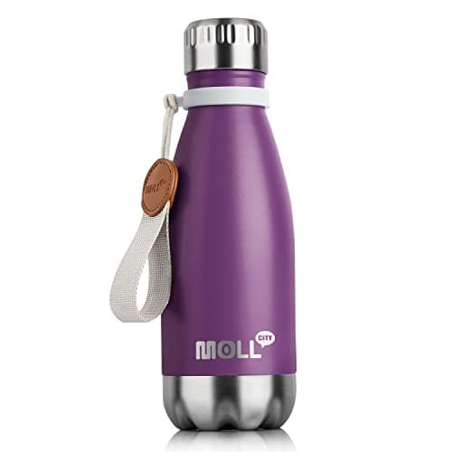 Mollcity Kids Water Bottle-9 oz Small Water Bottle for School Stainless Steel Vacuum Insulated Leak Proof Cola Shape Mini Water Bottle for Boys Girls(Dark Purple)