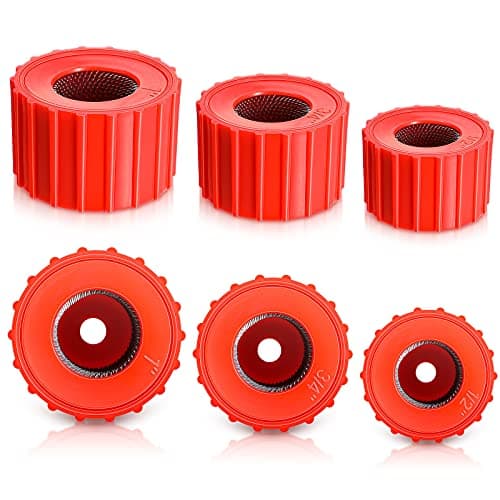 Hotop 6 Pieces Copper Pipe Cleaners Include 12 Inch, 34 Inch, 1 Inch Handy Sized Plumber, Tube Cleaning Brush, Red Different Size Copper Pipe Cleaner (3 Size)