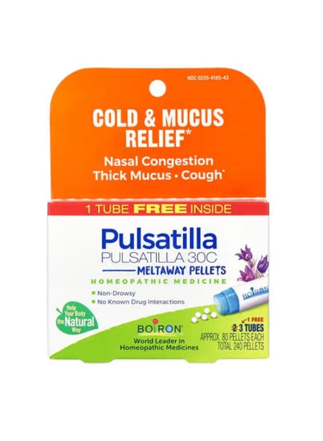 Boiron, Pulsatilla, Meltaway Pellets, 30C, 3 Tubes, 80 Pellets Each