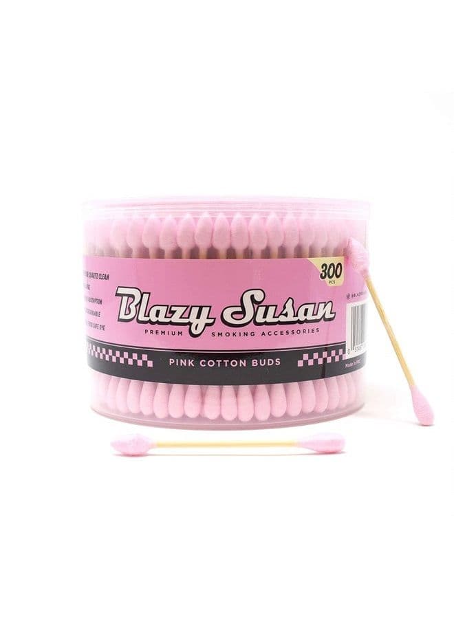 Blazy Pink Cotton Buds | Thick Cotton Swabs | No Residue or Aftertaste | 300ct