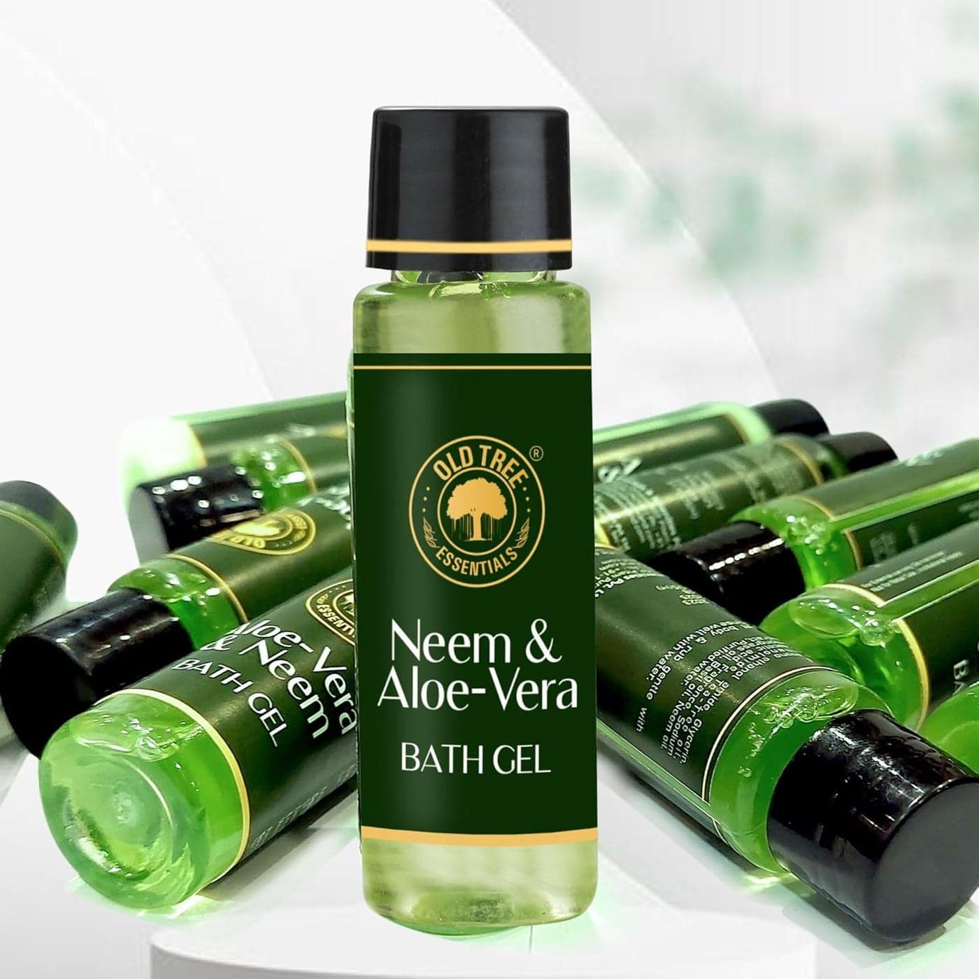 Old Tree Neem Aloevera Bath Gel Toiletries Kit 30ml Set of 100 Pcs Travel Size Bath Gel for Body Wash Hotel Guest House Hotel Amenities and Accessories