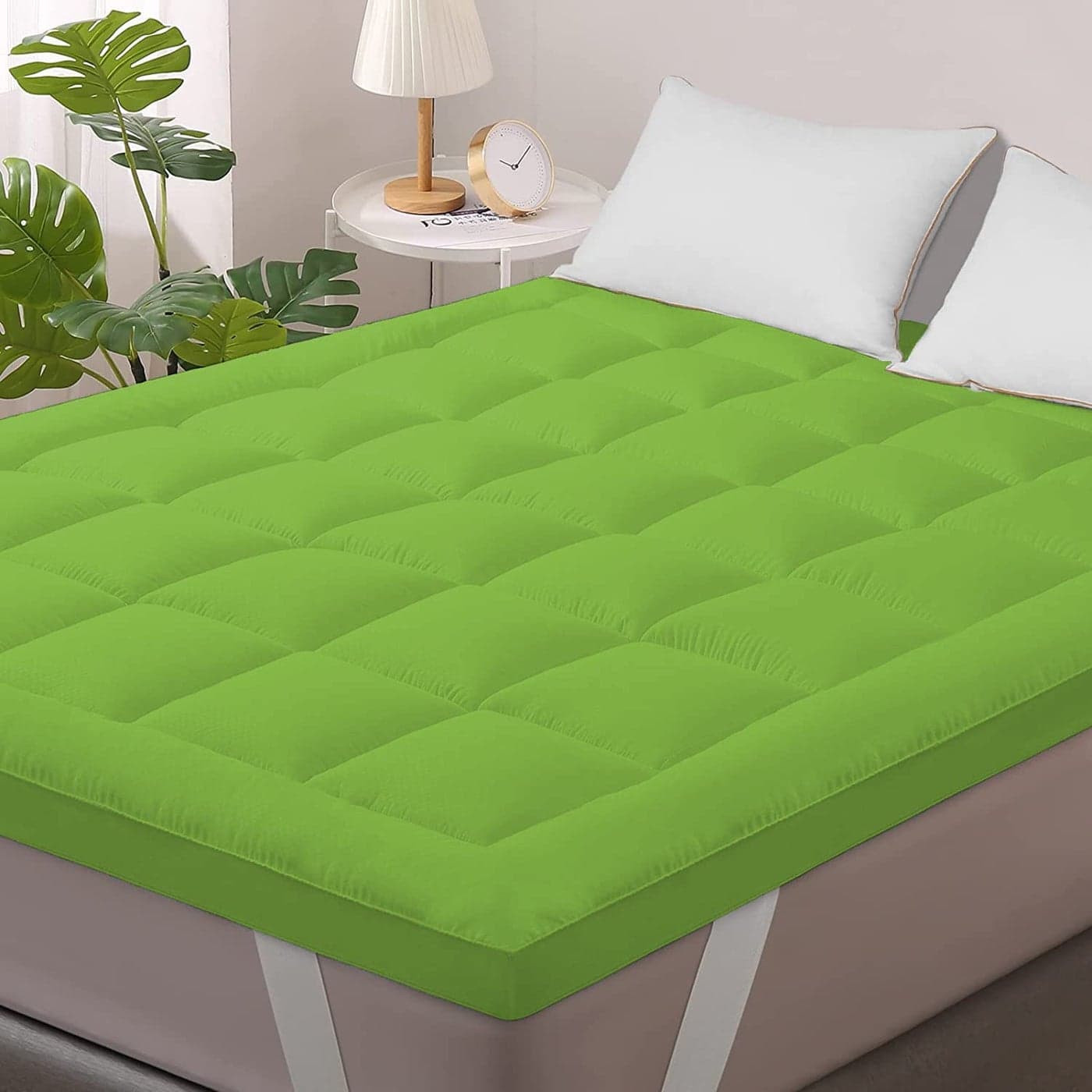 Jaipur Linen 800GSM Hollow Fibre Mattress PaddingTopper Mint Green for Queen Bed60 Inch X 78 Inch