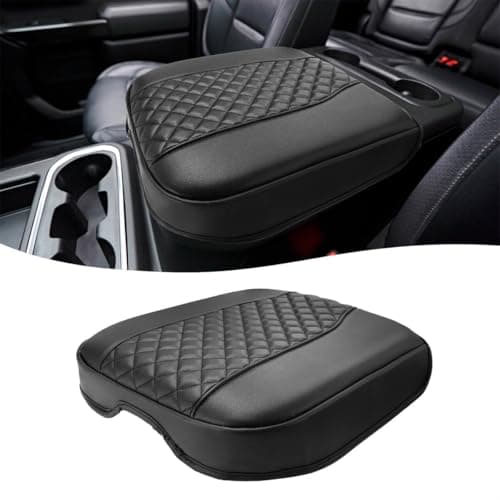 Center Console Cover for Chevy Silverado & GMC Sierra 1500 Accessories 2019-2025, Tahoe & Suburban & Yukon 2021-2025, Vinyl Car Armrest Protector, Floor Console Bucket Seat Only, Anti-Scratch, Black