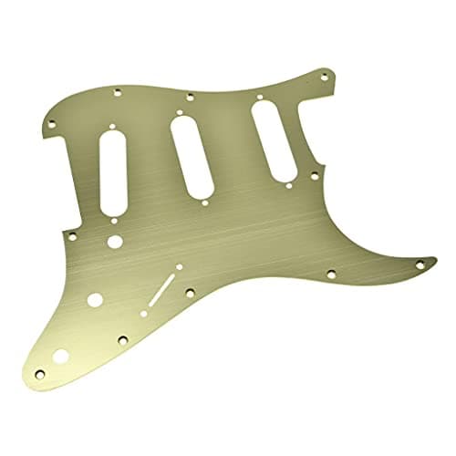 KAISH 11 Hole Metal Aluminum Anodized Modern Style ST/Strat SSS Pickguard Guitar Pick Guard Scratch Plate for USA/Mexico Stratocaster/Strat Gold