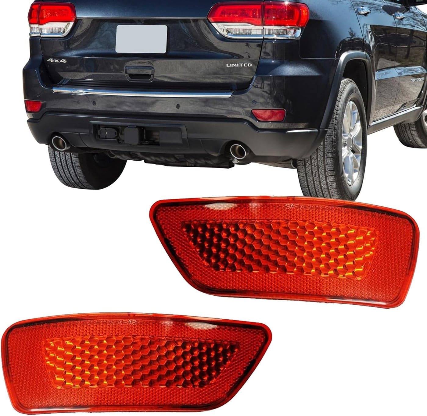 KYYET Rear Bumper Reflector for Jeep Grand Cherokee, Compass, and Dodge Journey (Red Lens)