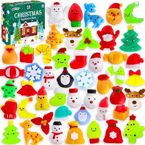 MGparty 48 PCS Christmas Squishies Mochi Squishies Toys for Kids Christmas Stocking Stuffers Party Favor Goodie Bag Filler Bulk
