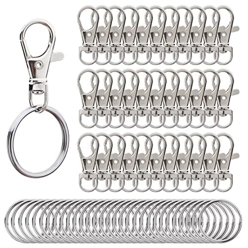 Hapeper Metal Swivel Snap Hooks with Split Key Rings Keychain for Lanyards Jewelry Findings (60 Pieces)