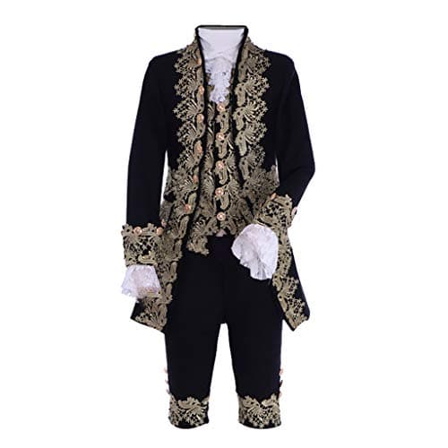 1791s lady Mens Victorian Fancy Outfit 18th Century Regency Tailcoat Vest Halloween Costume Black , XXL-H:(73-74inch)C:(50-52inch)W:(44-46inch)H:(48-50inch)