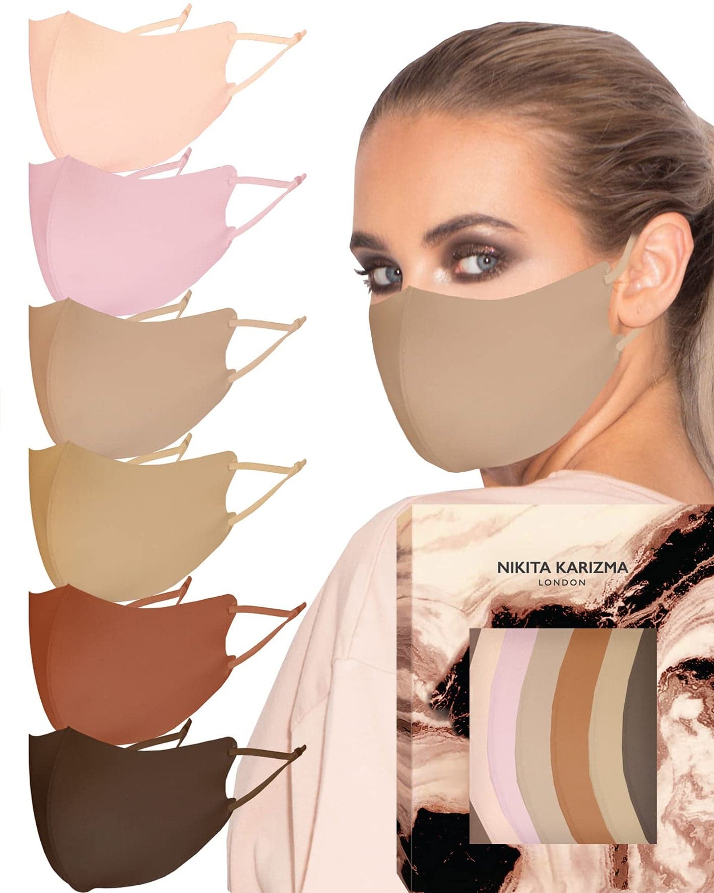 KARIZMA Face Wardrobe Cloth Face Mask 6 Soft Masks Washable Fabric with Adjustable Ear Loops Earth Shades Pack Face Mask Reusable and Stretchy Fabric Face Masks 6 Pieces