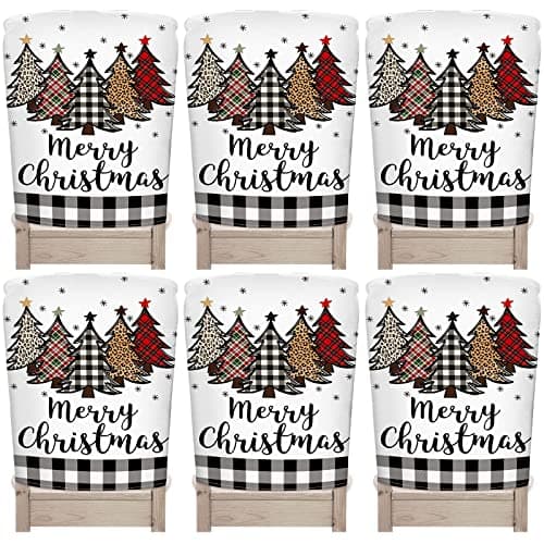 6 Pcs Christmas Chair Back Covers Xmas Holiday Chair Covers for Dining Room Kitchen Hotel Wedding Ceremony Party Decor(Cool)