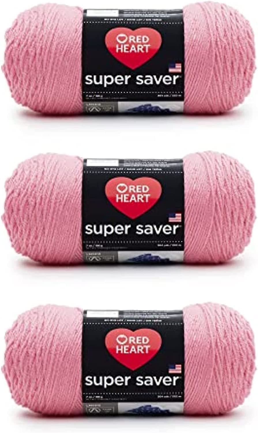 Red Heart Super Saver Perfect Pink Yarn 3 Pack of 198g7oz Acrylic 4 Medium Worsted 364 Yards KnittingCrochet