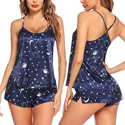 BROIDEN Women's Lingerie Sexy Nightwear Spaghetti Strap Nightgown Babydoll Chemise (Small, Blue)