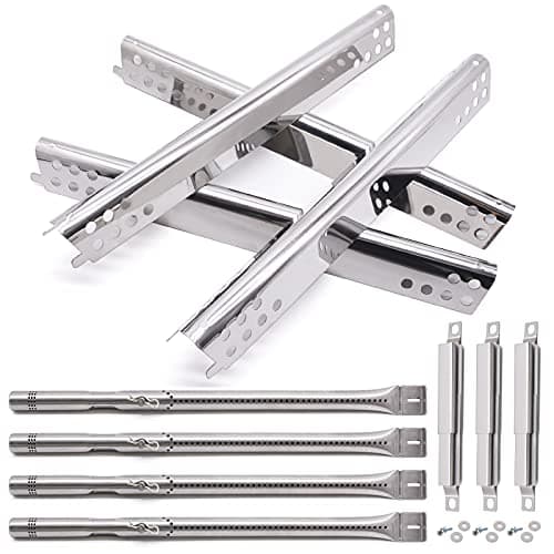 Criditpid Grill Replacement Parts for Charbroil 463344015, 463343015, 463433016, 463240015, 463432215 Gas Grill, Stainless Steel Heat Plate Shields, Crossover Tubes Burner for Charbroil 4 Burner