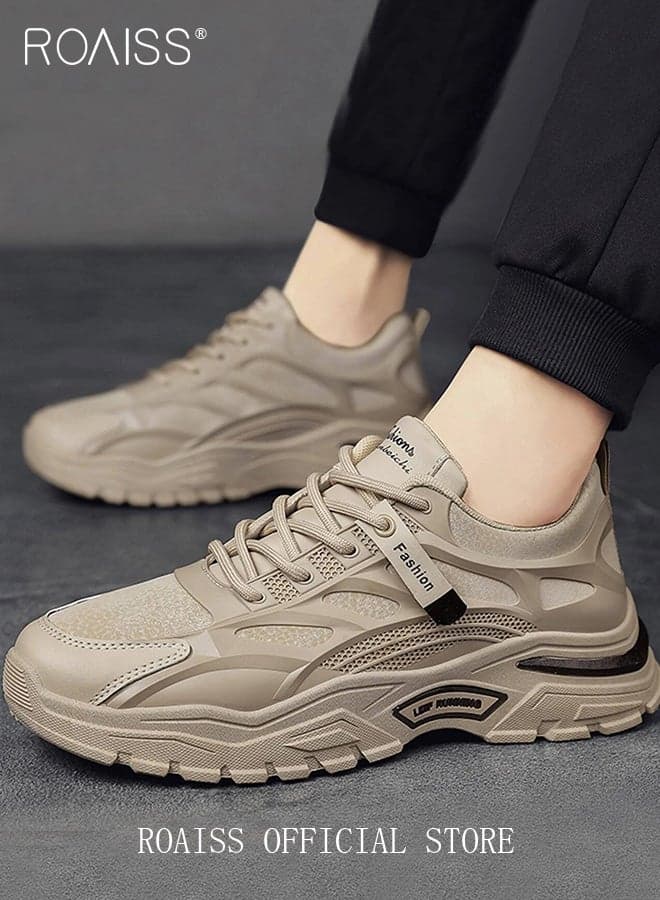 Chunky Fashion Sneakers for Women Men Mesh Platform Lace-Up Bold Dad Walking Sneakers Comfortable Breathable Workout Sport Work Casual Shoes