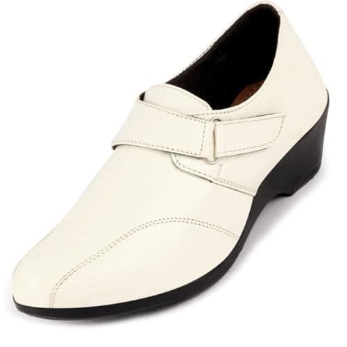 FAUSTO FST FJDWC-7003 WHITE-42 Women's White Outdoor Fashion Hook and Loop Platform Heel Wedges (9 UK)
