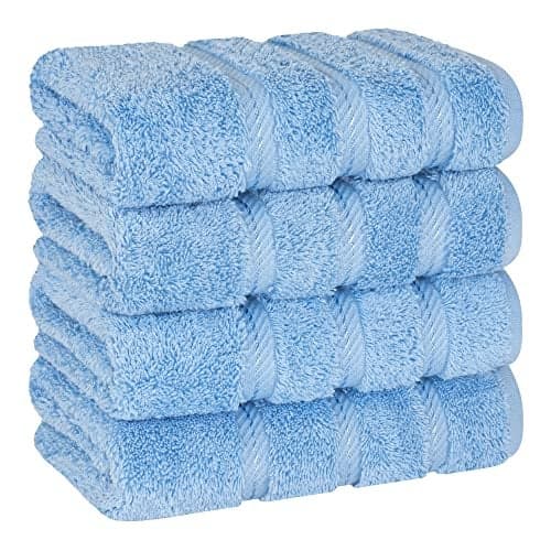 American Soft Linen Luxury Hand Towels for Bathroom 600 GSM 100 Cotton Turkish 4 Piece Hand Towel Set 600 GSM Hand Face Towels for Kitchen Sky Blue Hand Towels
