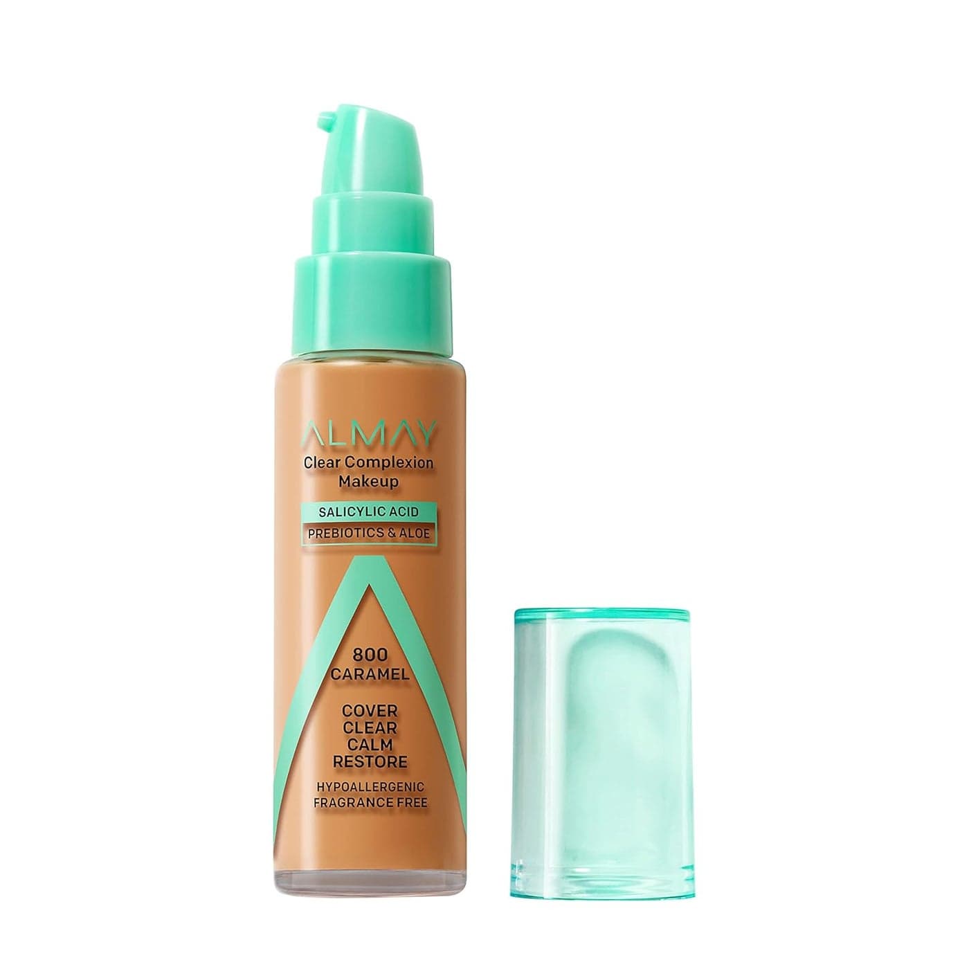 Almay Clear Complexion Acne Foundation Makeup with Salicylic Acid Medium Coverage Soft Matte Finish Hypoallergenic Cruelty FragranceFree Dermatologist Tested 800 Caramel 1 fl oz