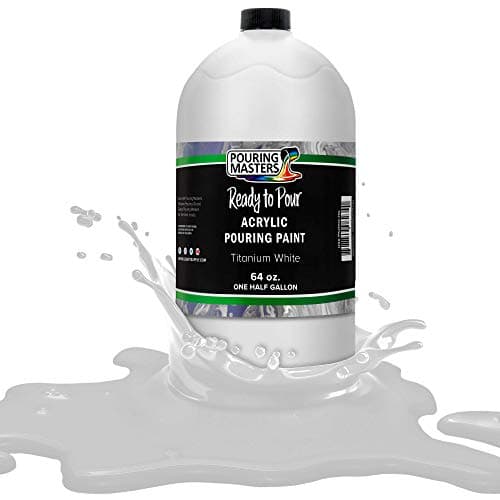 POURING MASTERS Titanium White Acrylic Ready to Pour Pouring Paint - Premium 64-Ounce Pre-Mixed Water-Based - for Canvas, Wood, Paper, Crafts, Tile, Rocks and More