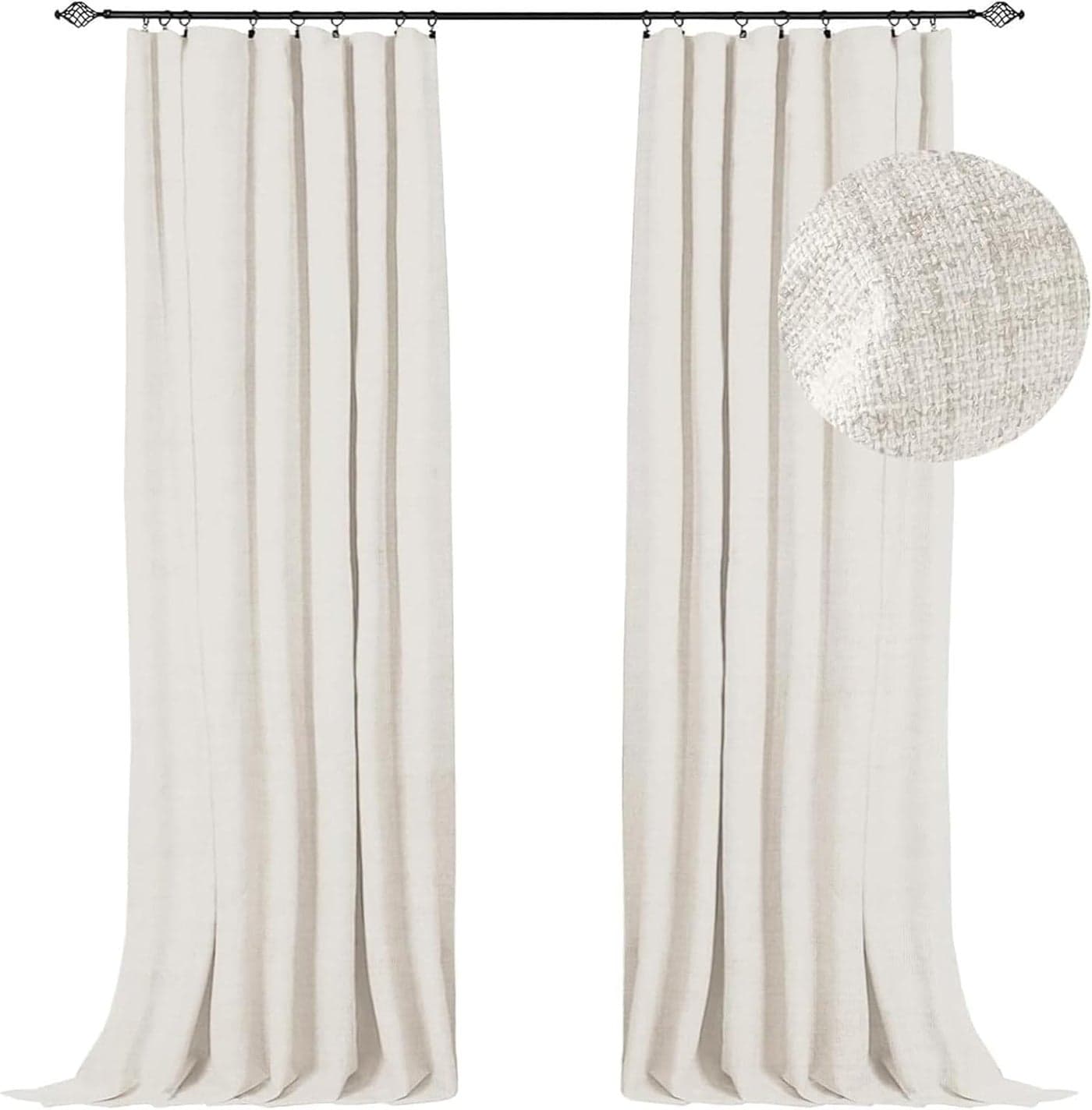 100 Blackout Shield Full Blackout Curtains for Bedroom 120 inch Length 2 Panels Set Clip RingsRod Pocket Faux Linen Black Out Curtains for Living Room Thermal Insulated 50Wx120L Beige