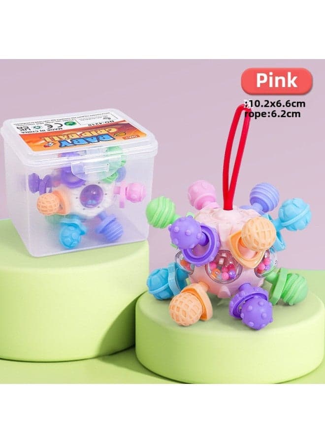 Manhattan Atomic Ball Baby Toys 0-1 Years Old Educational Early Education Baby 3 To 6 Months Grasping Training Teether-Color:Manhattan Hand Ball-pink-Round-Specifications:Bags