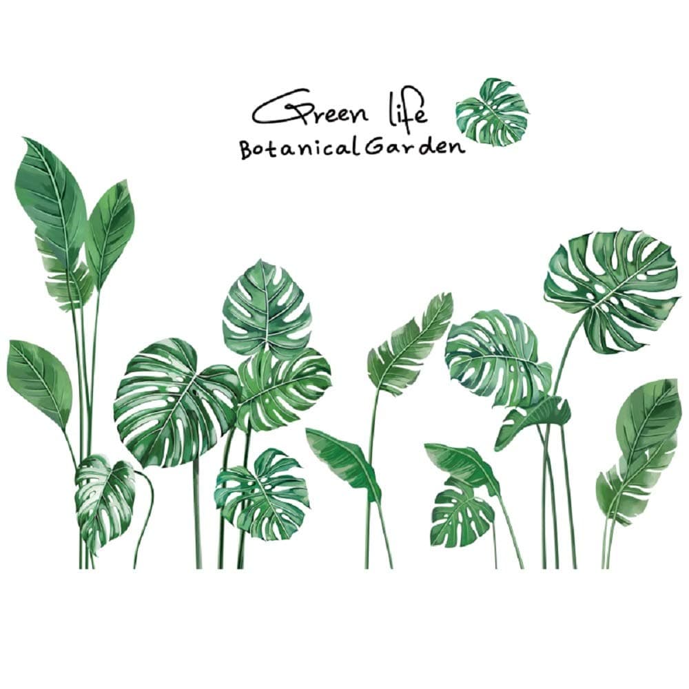 Creative Girls Nursery Room Wall Decoration Art Decor Decals 3D DIY Green Plants Fresh Leaves Peel Stick Wall Stickers Murals Paper for Kids Baby Bedroom Living Room Office Bathroom Wall Corner