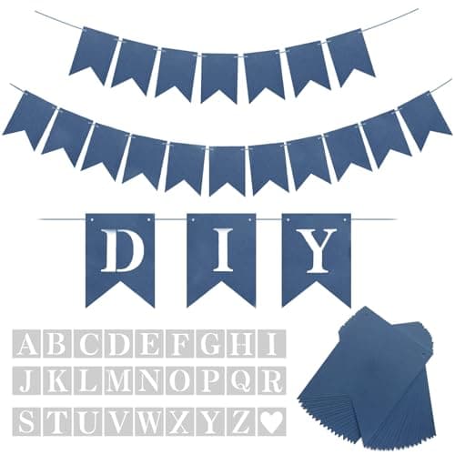 Blue Banner Kit Custom Phrase Banner Customize Your Party Banner Signs Handwriting Banners Party Supplies Unique Decor With Letters A to Z Stencil