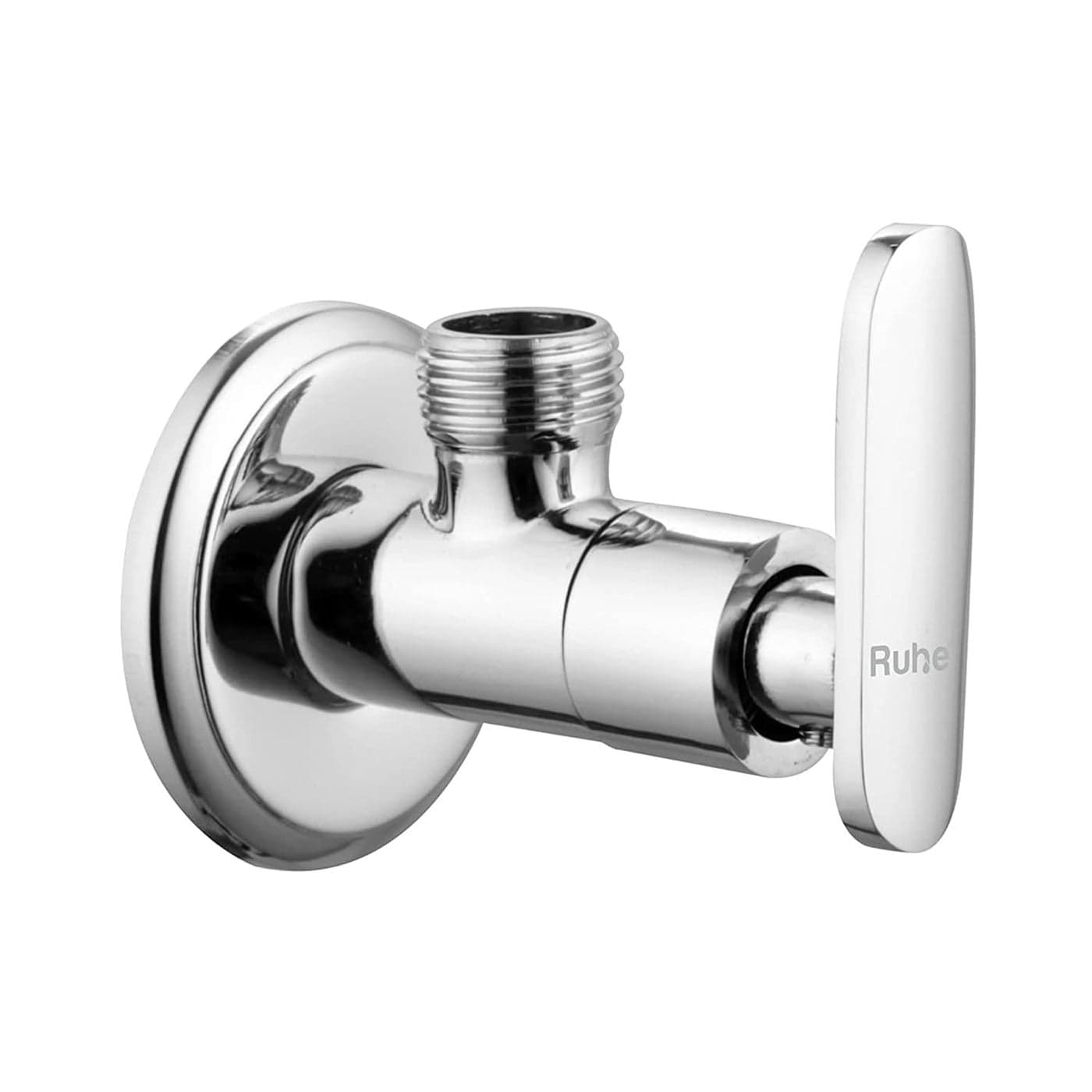Ruhe® Angle Valve | Castor Brass Angle Valve with Wall Flange (Chrome Finish) | (Pack of 1)