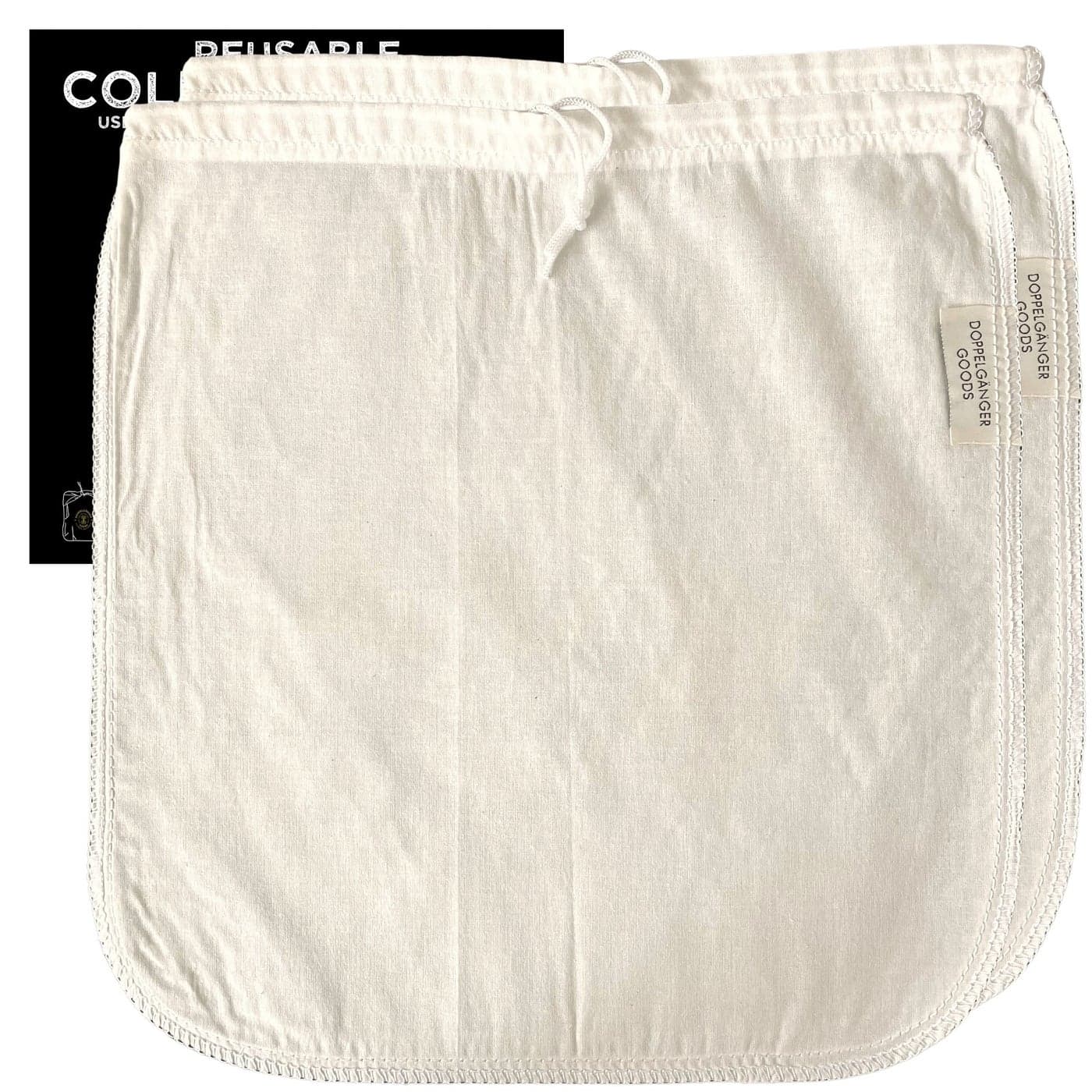 2Pack Large 12in x 12in Organic Cotton Cold Brew Coffee Bag Designed in California Reusable Coffee Filter with EasyOpen Drawstring Cold Brew Maker for Pitchers Mason Jars Toddy Systems
