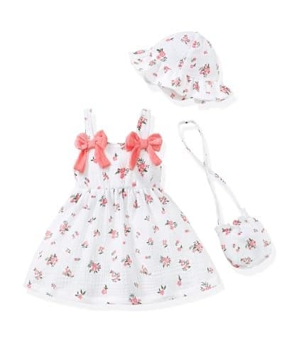 Renotemy Baby Girl Dress 12-18 Month Girls Clothes Summer Cotton Linen Outfits Boho Beach Birthday Flower Dresses 1 Year Old Girl Gifts White Floral Sleeveless Casual Sundress Baby Clothes for Girls