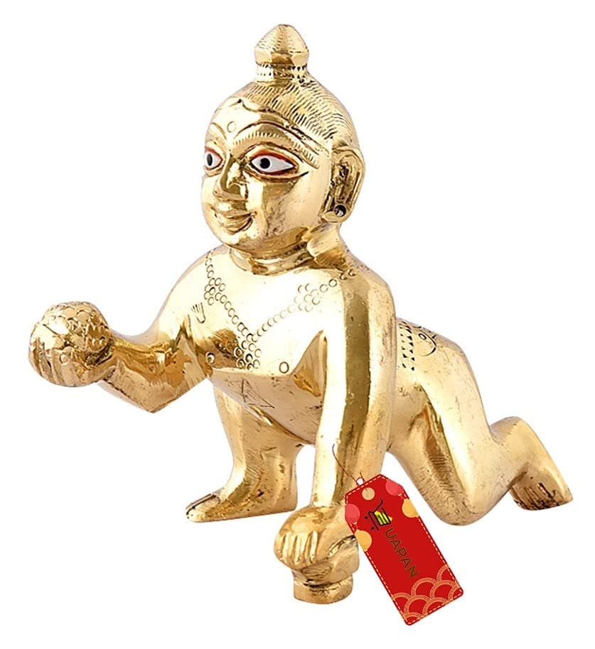 UAPAN Brass Laddu Gopal Idol murthi, Kanha, Krishna Ji (1000 Grams_ 14 CM), Idol