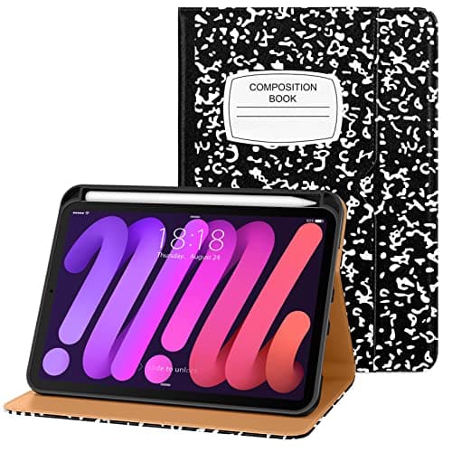 DTTO for iPad mini 7th (A17 Pro) 2024/iPad Mini 6th Generation Case 2021 8.3 Inch, Premium Leather Business Folio Stand Cover for Mini 7/6 with Pencil Holder-Multiple Viewing Angles, Book