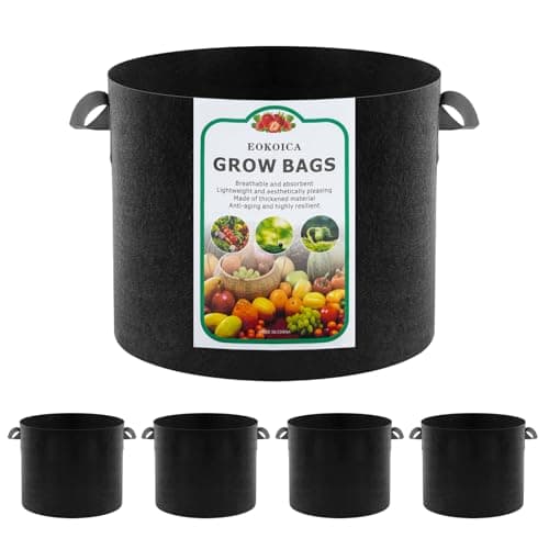 EOKOICA 5Pack 5 Gallon Grow Bags Thickened Aeration Fabric Pots with Handles Heavy Duty Plant Bags for Vegetables Tomatoes Potatoes Fruits Flowers Reusable Garden Pots for Plants