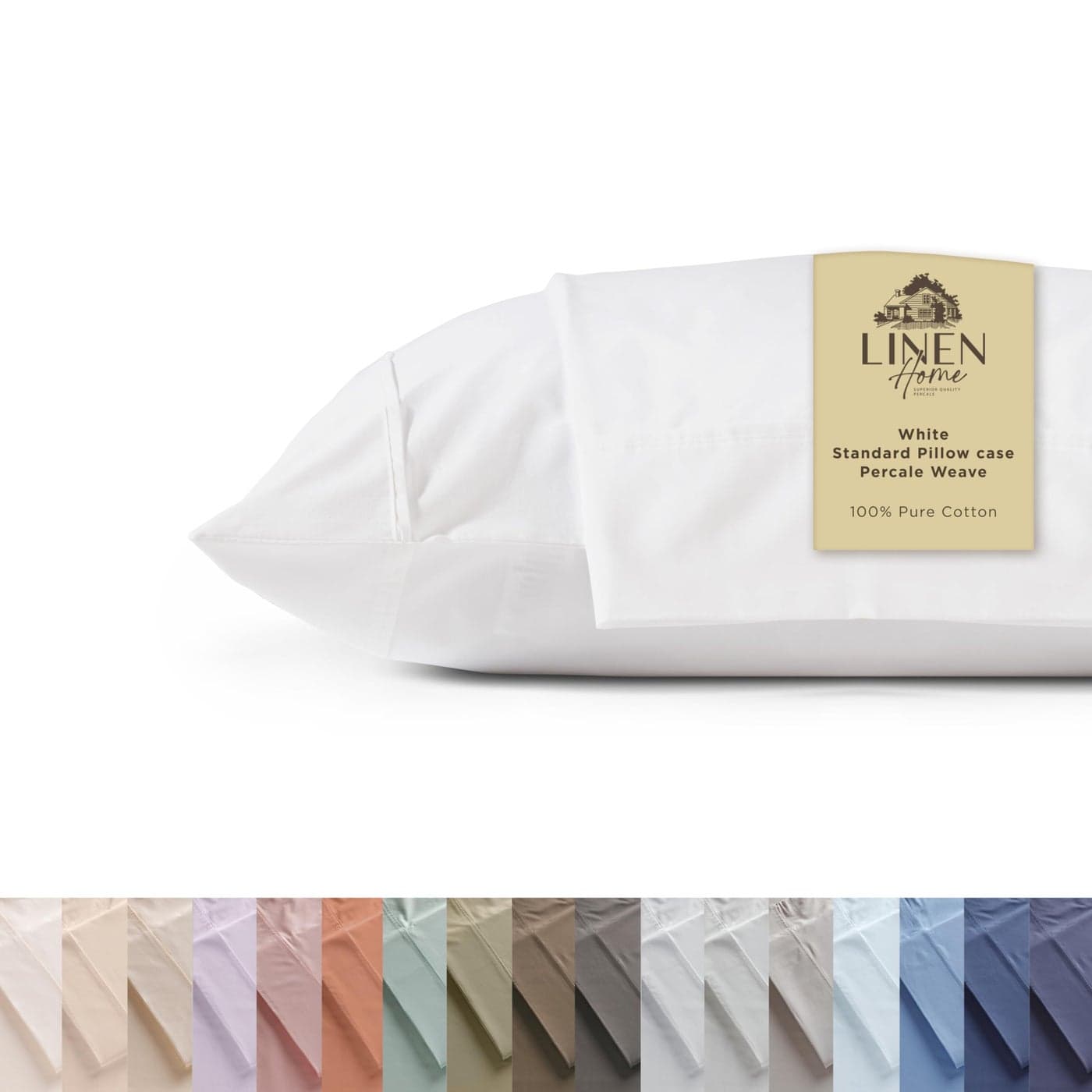 Linen Home 100 Cotton Percale Pillowcases Queen Size White 2 Pieces of Pillow Case Crisp and Cool Strong Bed Linen 20 inches X 30 inches