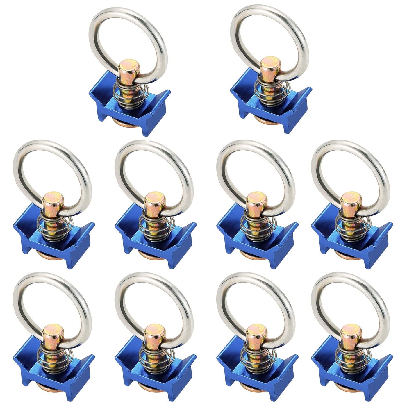 ATPEAM Single Stud LTrack Fitting with Round Ring Pack of 10 Stainless Steel Round Ring Aluminum Keeper Cargo Control for Airline Track Logistic Installation 4000LB Capacity Blue
