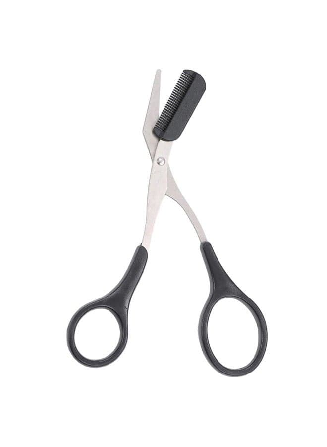 Erioctry Professional Precision Trimmer Eyebrow Scissors Remover Beauty Tool with Comb and Non Slip Finger Grips Black Silver Tone for Men