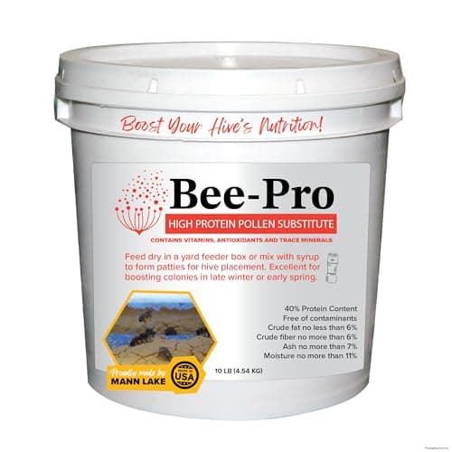 Mann Lake FD200 Bee-Pro Pollen Substitute, High Protein, Boosts Brood, Healthy Colony, Free from Animal by-Products, Rich in Vitamins & Amino Acids, 10 Lb Pail