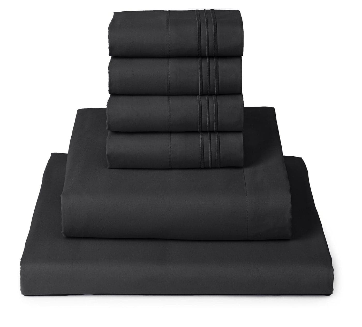 Mellanni King Sheet Set 6Piece Iconic Collection Bedding Including 4 Pillowcases 16Inch Deep Pocket Easy Care Extra Soft Cooling Sheets Brushed Microfiber Black